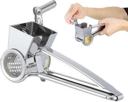 Stainless Steel Crank Grater Manual Rotary Cheese Shredder for Kitchen Use Grating Garlic and More Rustproof