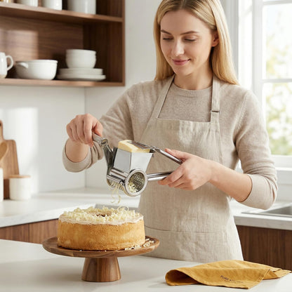 Stainless Steel Crank Grater Manual Rotary Cheese Shredder for Kitchen Use Grating Garlic and More Rustproof
