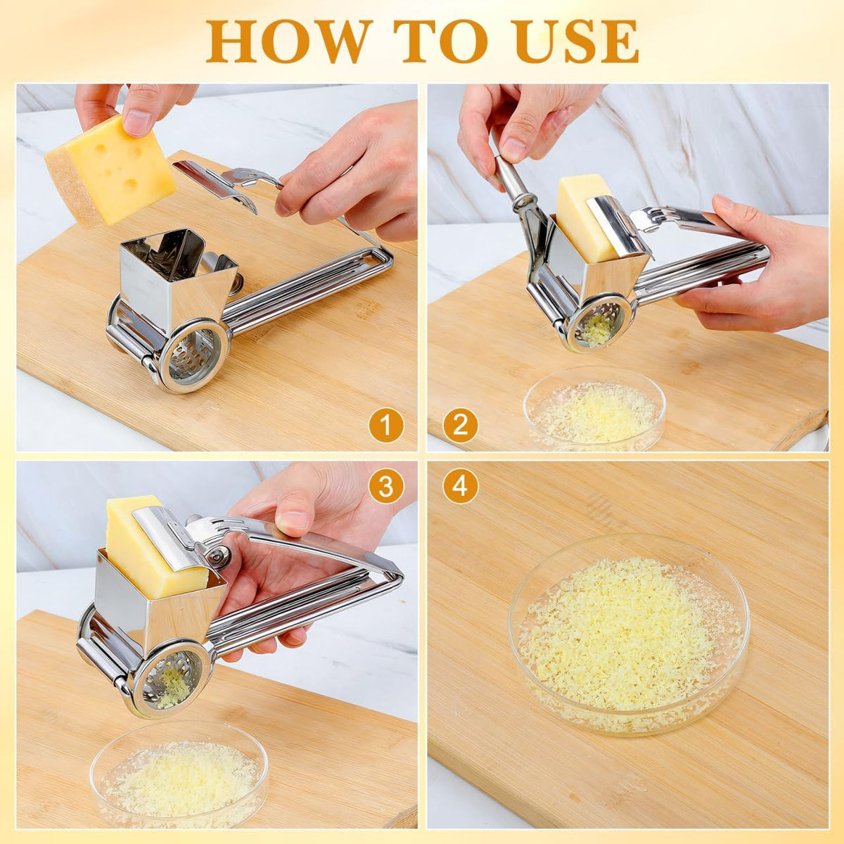 Stainless Steel Crank Grater Manual Rotary Cheese Shredder for Kitchen Use Grating Garlic and More Rustproof