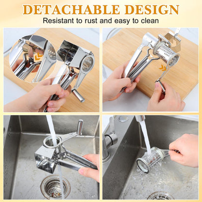 Stainless Steel Crank Grater Manual Rotary Cheese Shredder for Kitchen Use Grating Garlic and More Rustproof