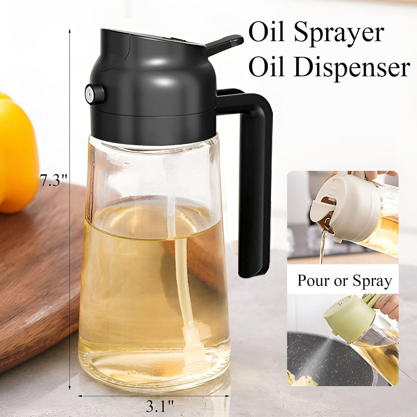 Oil Sprayer for Cooking Olive Oil Sprayer Mister for Air Fryer Vegetable Vinegar Oil Portable Mini Kitchen Gadgets for Baking,Salad,Grilling,BBQ,Roasting(1 Pack)