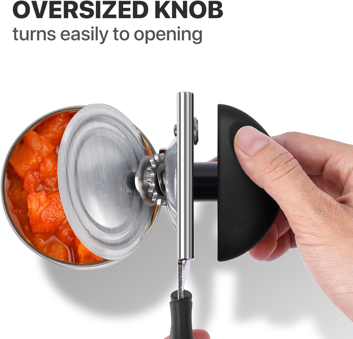 Heavy Duty Hand Can Opener with Comfortable Grip for Seniors, Black