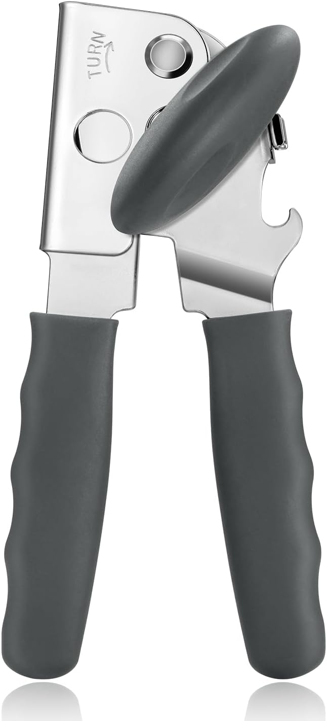 Heavy Duty Hand Can Opener with Comfortable Grip for Seniors, Black