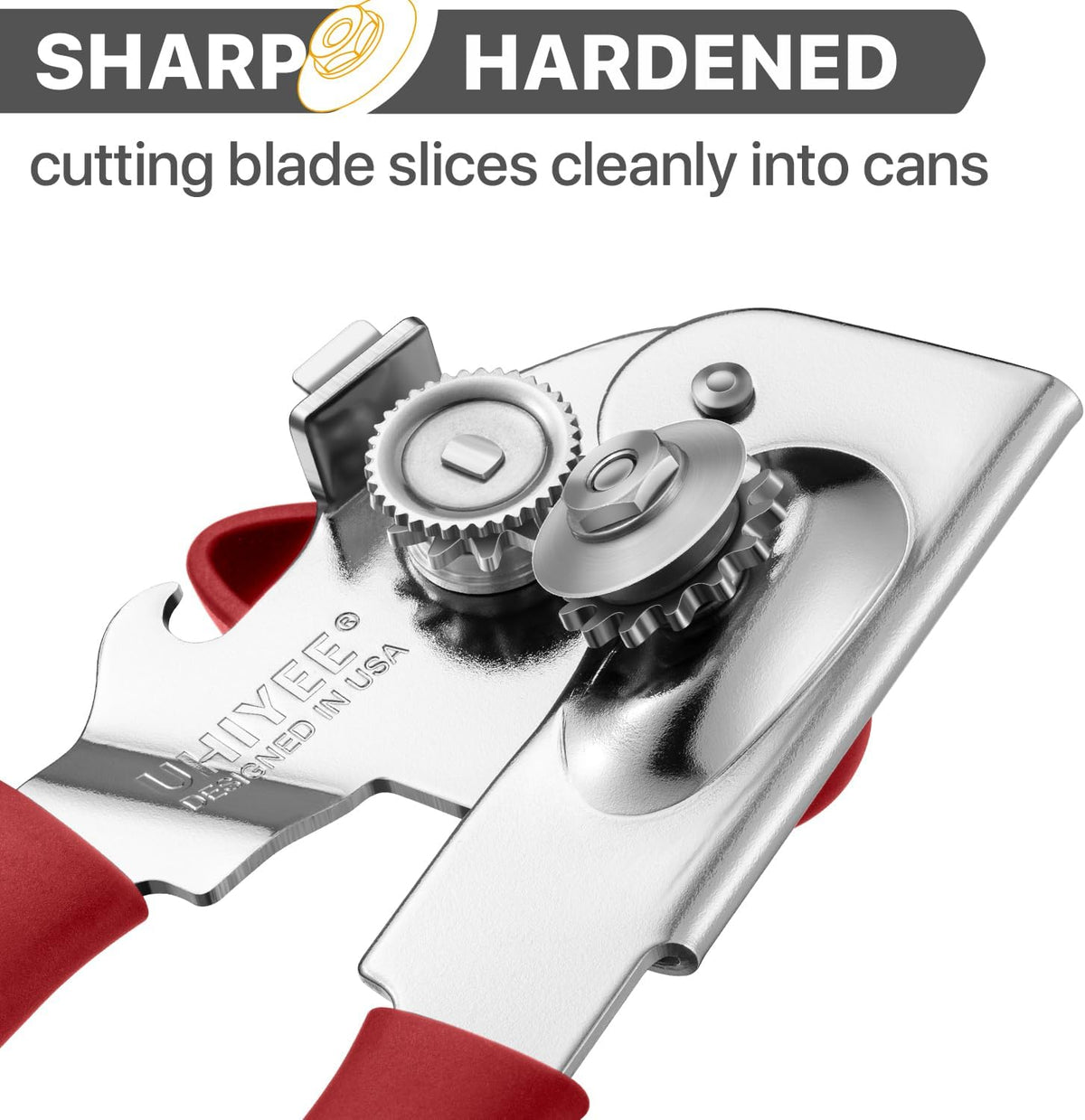 Heavy Duty Hand Can Opener with Comfortable Grip for Seniors, Black