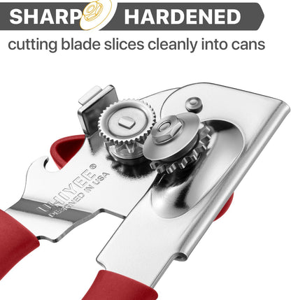 Heavy Duty Hand Can Opener with Comfortable Grip for Seniors, Black