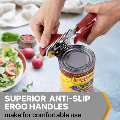 Heavy Duty Hand Can Opener with Comfortable Grip for Seniors, Black