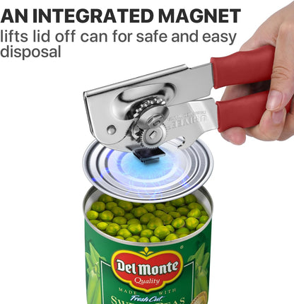 Heavy Duty Hand Can Opener with Comfortable Grip for Seniors, Black