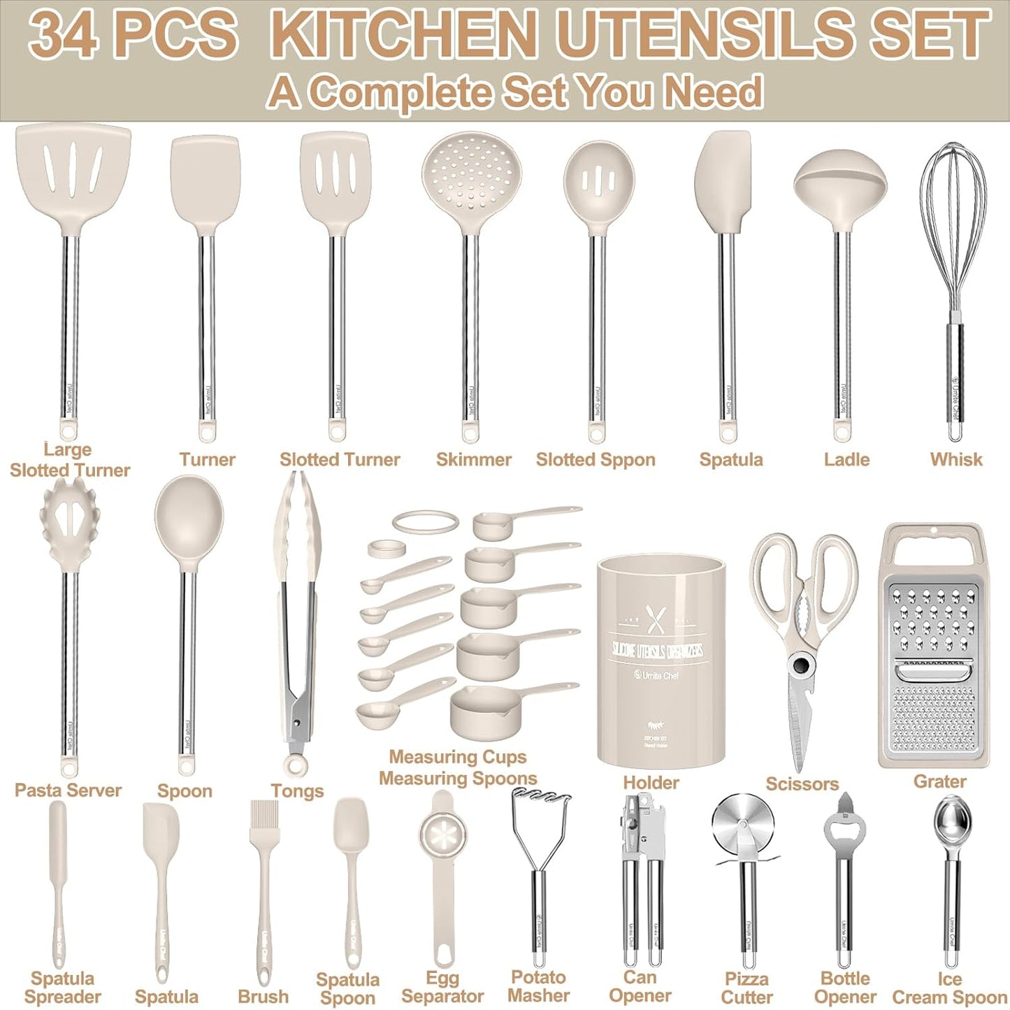 Thickened Kitchen Utensils Set- Silicone Cooking Utensils Set for Nonstick Cookware-Silicone Spatulas Set, Heavy Duty Stainless Steel Handle-Black Kitchen Gadgets Tools Set