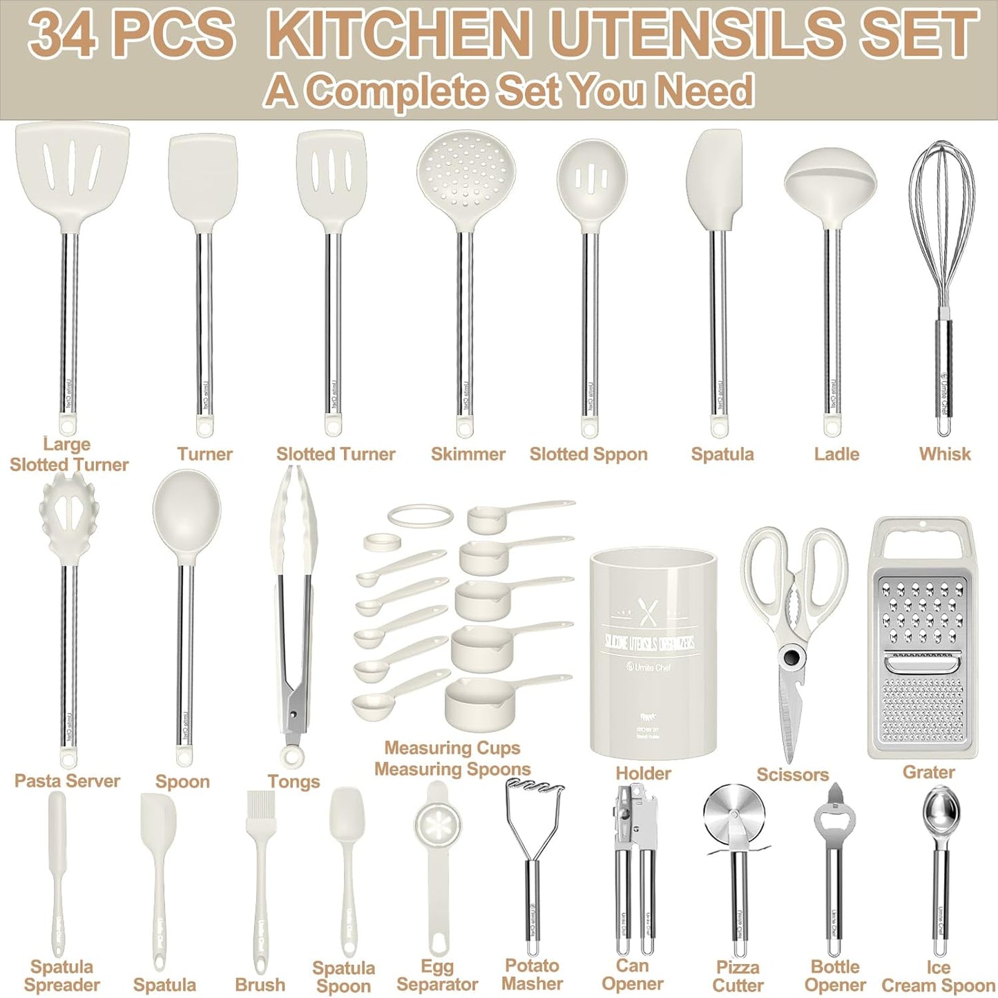Thickened Kitchen Utensils Set- Silicone Cooking Utensils Set for Nonstick Cookware-Silicone Spatulas Set, Heavy Duty Stainless Steel Handle-Black Kitchen Gadgets Tools Set