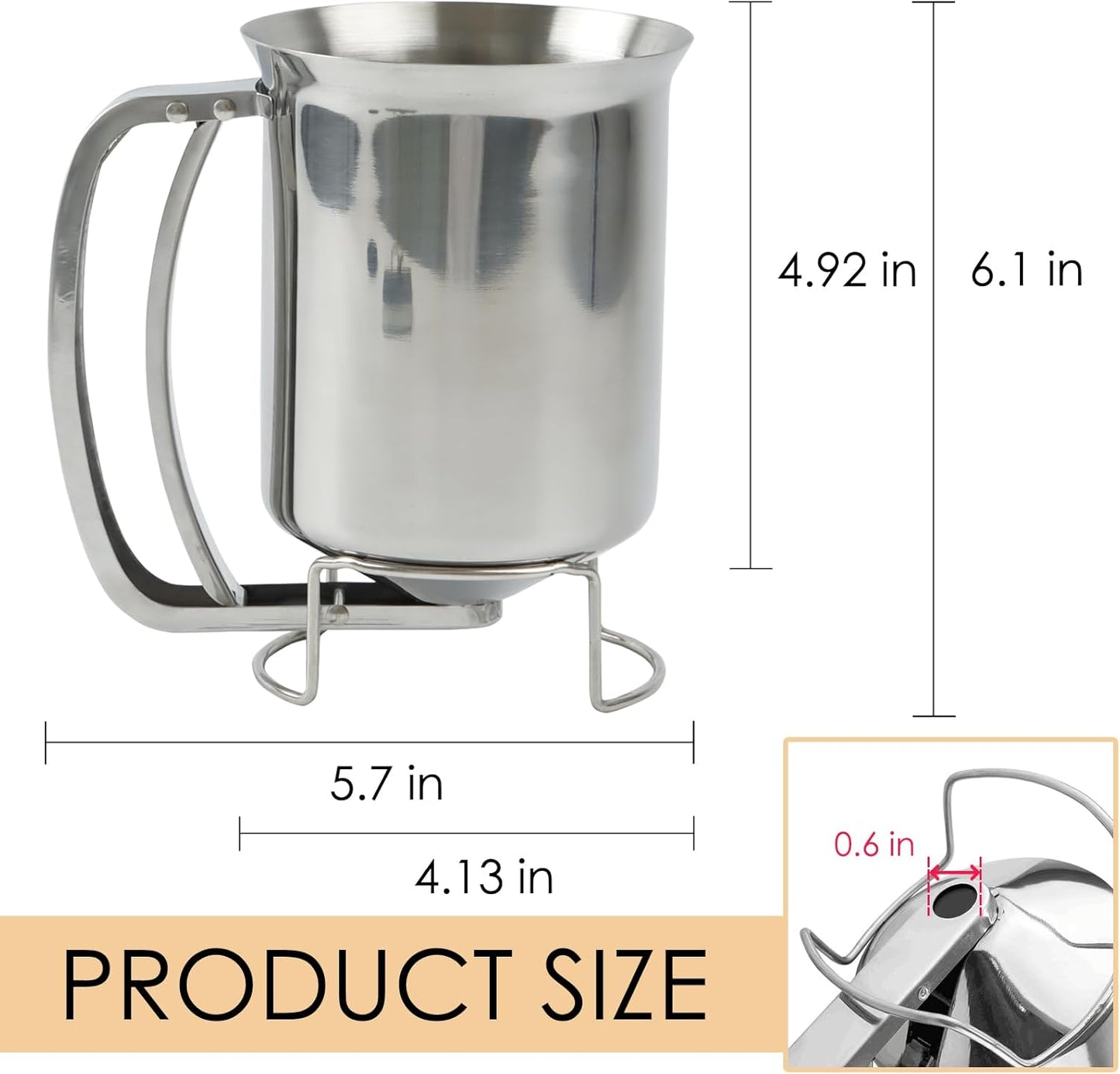 800ml Stainless Steel Pancake Batter Dispenser, Handheld Pancake Mix Dispenser, Cupcake Batter Dispenser for Baking Cake Cupcakes Crepes Waffles Pancake Kitchen Tool, Easy to Clean