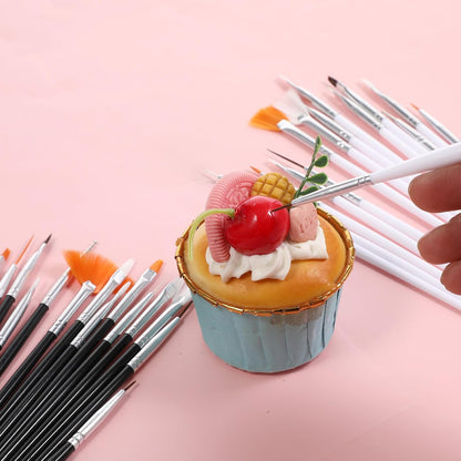 30 PCS Cookie Paint Brushes, Food Paint Brush Cake Decorating Brushes Cookie Decorating Brushes Food Safe Paint Brushes Kit Fondant Brush DIY Tool Set Icing Pastry Brush for Painting Baking, White