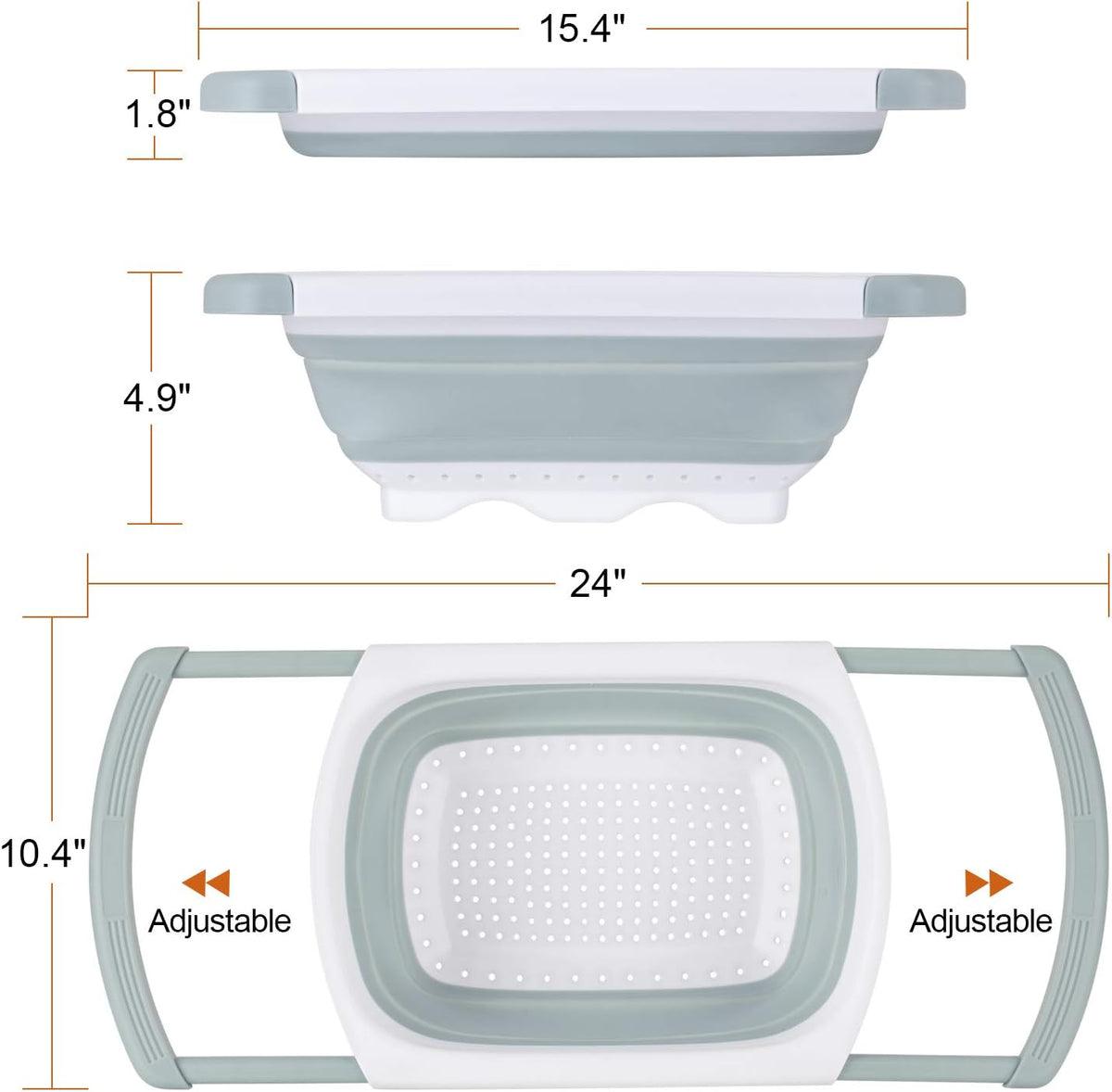 Colander Collapsible, Kitchen Strainer Colander, Collapsible Colander with Extendable Handles for Draining Veggies, Pasta,Fruit, Includes 6, 4 Quart Over the Sink Strainer Folding and 2 Quart Round