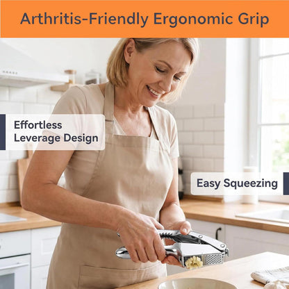 Garlic Press and Slicer 2 in 1, Heavy Duty Garlic Mincer, Crusher with Ergonomic Handle - Perfect for Home Cooks and Professional Chefs Alike.