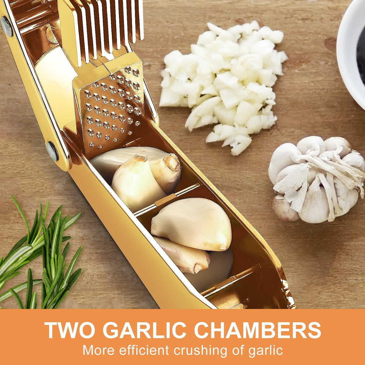 Garlic Press and Slicer 2 in 1, Heavy Duty Garlic Mincer, Crusher with Ergonomic Handle - Perfect for Home Cooks and Professional Chefs Alike.