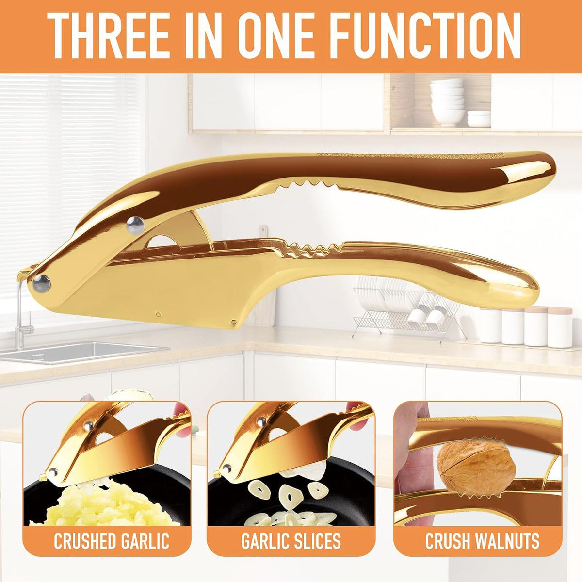 Garlic Press and Slicer 2 in 1, Heavy Duty Garlic Mincer, Crusher with Ergonomic Handle - Perfect for Home Cooks and Professional Chefs Alike.
