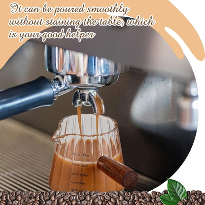 1 Pcs Espresso Shot Glass with Handle, 6 oz/180 ml Espresso Cup with Single V-shaped Mouth, Measuring Cup for Milk Tea Coffee Bar Accessories (Clear)