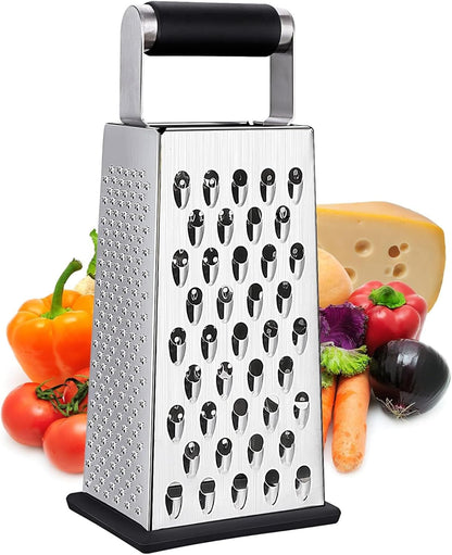 Cheese Grater, 4-Sided Stainless Steel Box Grater, Food Shredder for Cheese, Parmesan, Vegetable