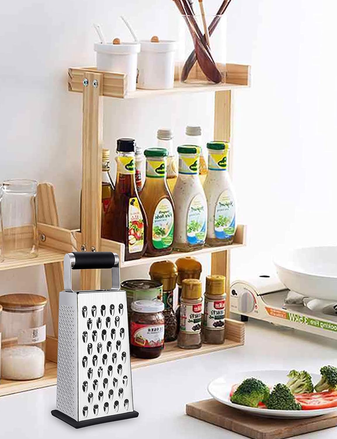 Cheese Grater, 4-Sided Stainless Steel Box Grater, Food Shredder for Cheese, Parmesan, Vegetable