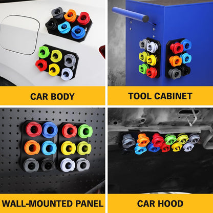 18-Piece No Spill Engine Oil Funnel Kit, 1.59QT/ 1.5L Automotive Coolant Funnel Set, 12 Adapters, Elbow Fitting, Arrow Screen & Magnetic Tray, Compatible with GM, Ford, BMW, Audi, Land Rover Etc
