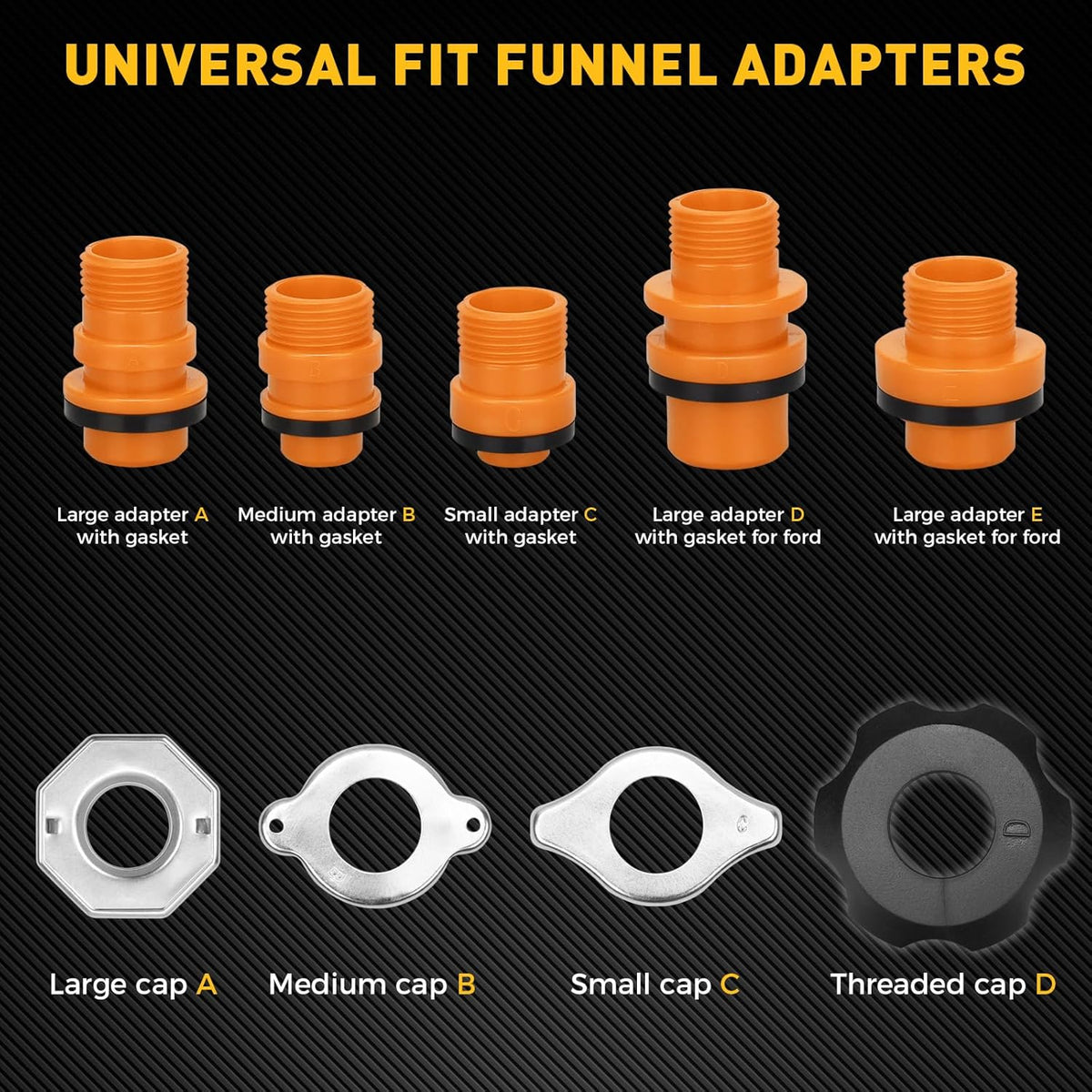 18-Piece No Spill Engine Oil Funnel Kit, 1.59QT/ 1.5L Automotive Coolant Funnel Set, 12 Adapters, Elbow Fitting, Arrow Screen & Magnetic Tray, Compatible with GM, Ford, BMW, Audi, Land Rover Etc