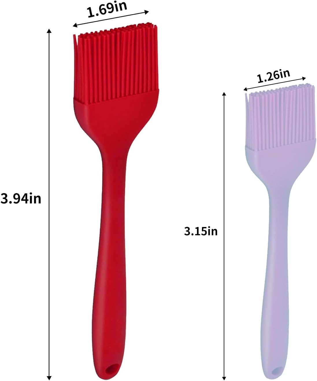 2 Pack Silicone Basting Brush for Cooking & Baking, High Heat Resistant Pastry Brush for BBQ Grilling, Marinating, Oil Spreading Food Grade, Dishwasher Safe Kitchen Gadgets (Red & Purple)
