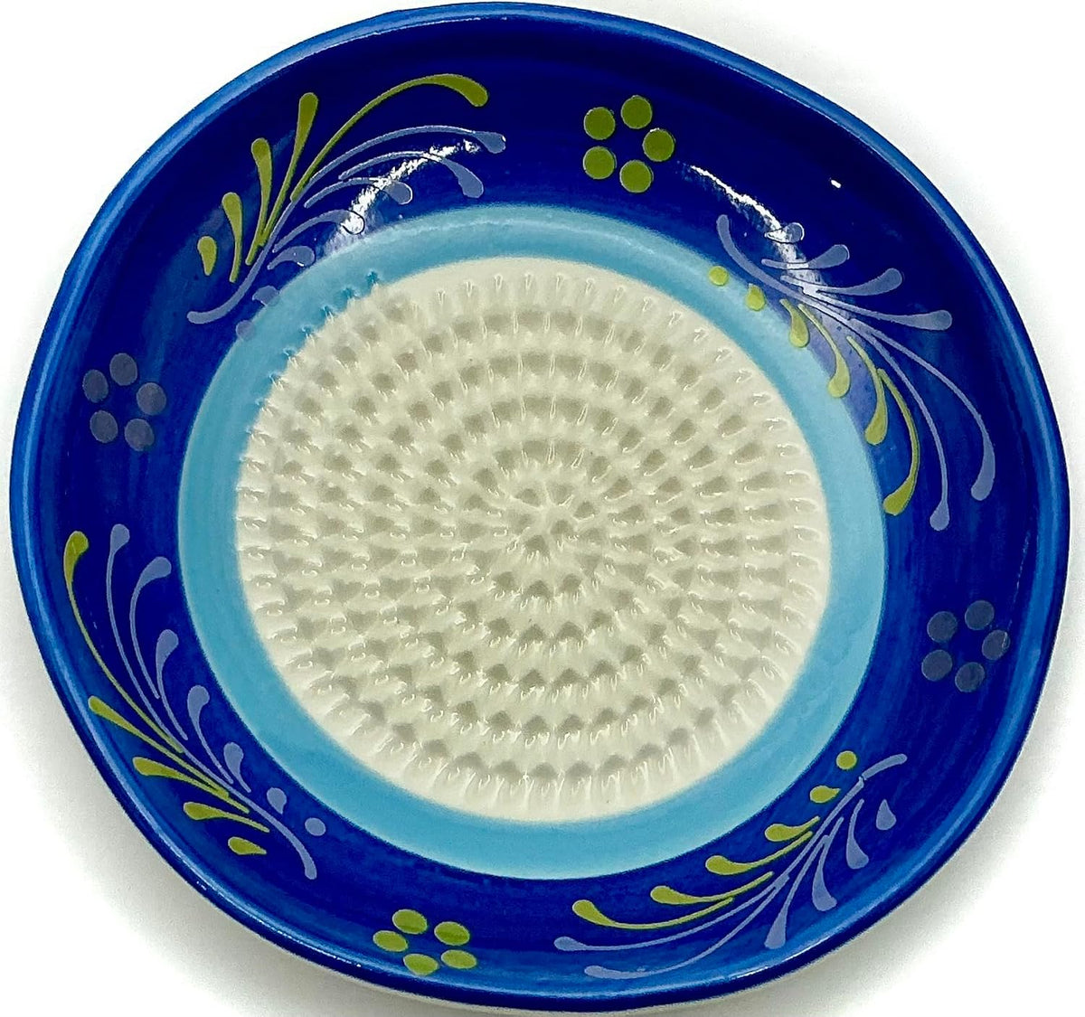 Premium Ceramic Garlic Grater Plate Set - Double Blue Flower
