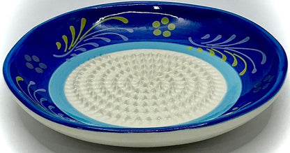 Premium Ceramic Garlic Grater Plate Set - Double Blue Flower