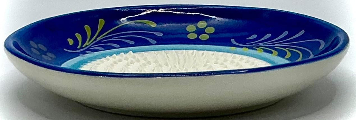 Premium Ceramic Garlic Grater Plate Set - Double Blue Flower