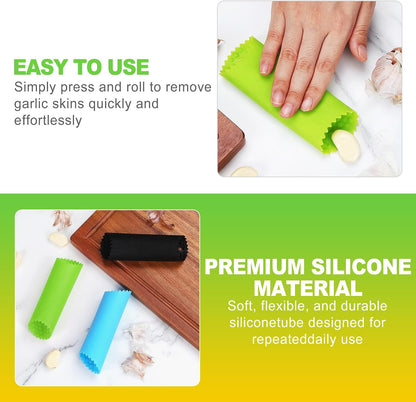 3 Pack Silicone Garlic Peeler Tube Roller Set Odor Resistant Garlic Roller for Quick Clove Skin Removal Easy to Clean Kitchen Tool with Multicolor