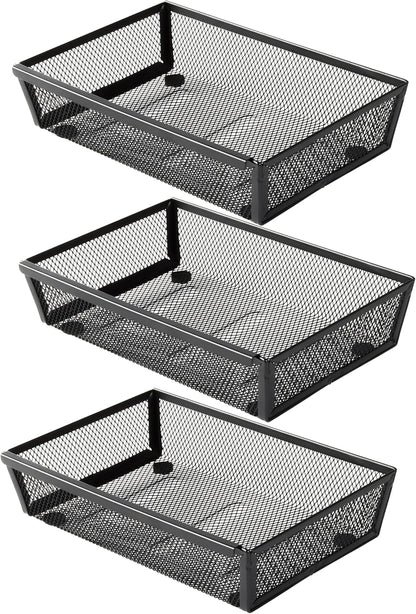 3 Pack Large Clear Plastic Drawer Organizer Tray Cutlery Utensil Makeups Drawer Organizers 12" X 6"