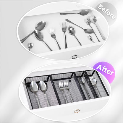 3 Pack Large Clear Plastic Drawer Organizer Tray Cutlery Utensil Makeups Drawer Organizers 12" X 6"