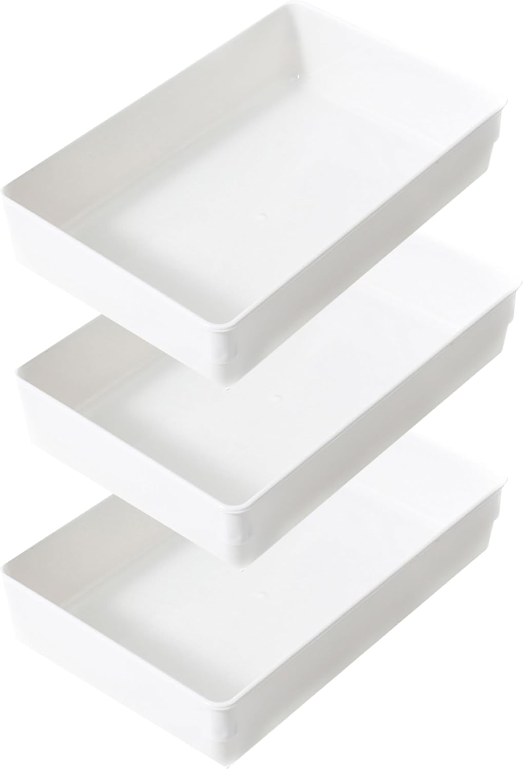 3 Pack Large Clear Plastic Drawer Organizer Tray Cutlery Utensil Makeups Drawer Organizers 12" X 6"