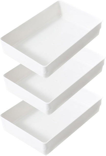 3 Pack Large Clear Plastic Drawer Organizer Tray Cutlery Utensil Makeups Drawer Organizers 12" X 6"