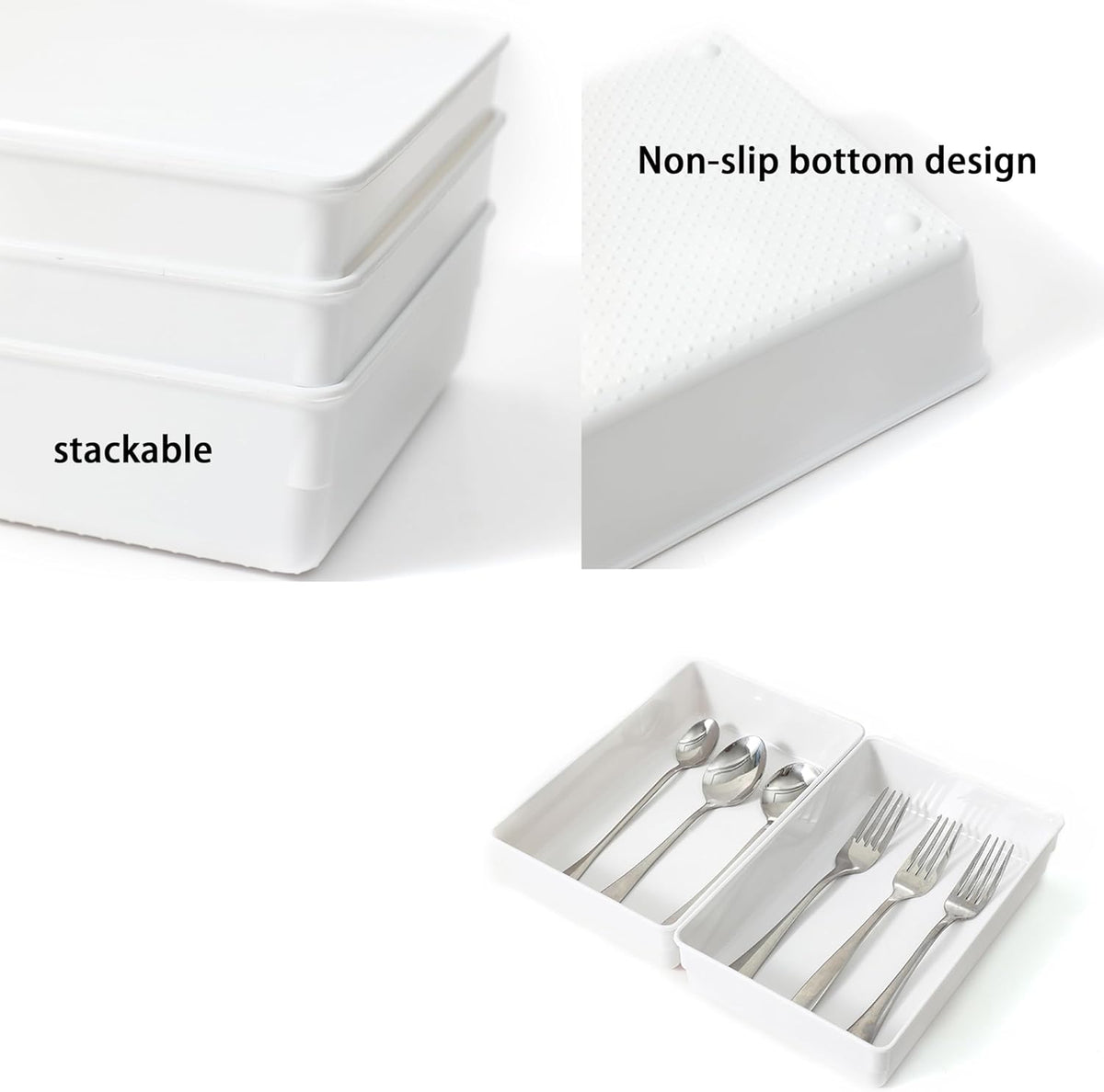 3 Pack Large Clear Plastic Drawer Organizer Tray Cutlery Utensil Makeups Drawer Organizers 12" X 6"