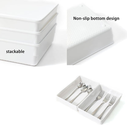3 Pack Large Clear Plastic Drawer Organizer Tray Cutlery Utensil Makeups Drawer Organizers 12" X 6"