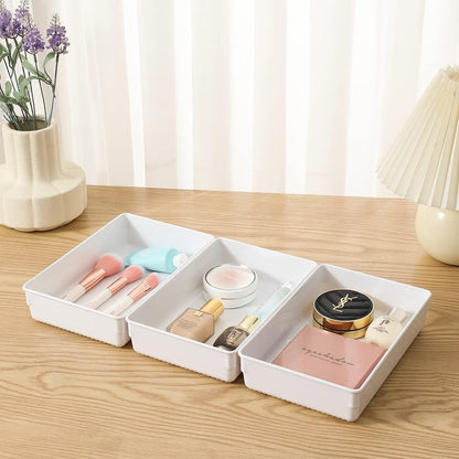 3 Pack Large Clear Plastic Drawer Organizer Tray Cutlery Utensil Makeups Drawer Organizers 12" X 6"