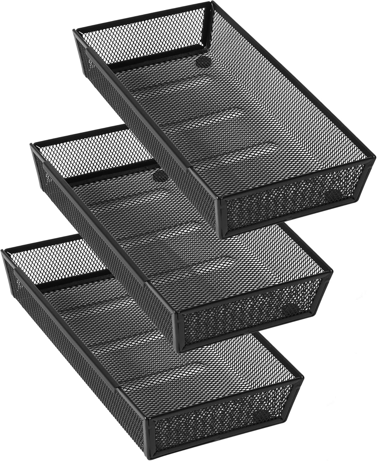 3 Pack Large Clear Plastic Drawer Organizer Tray Cutlery Utensil Makeups Drawer Organizers 12" X 6"