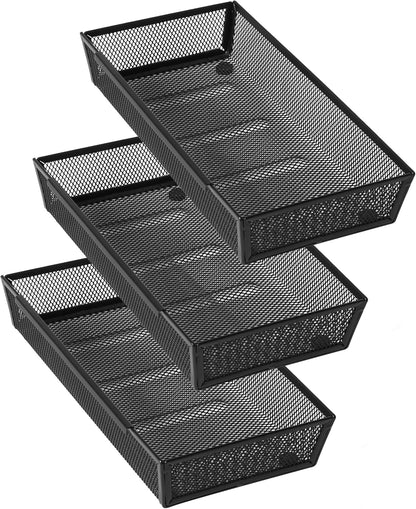 3 Pack Large Clear Plastic Drawer Organizer Tray Cutlery Utensil Makeups Drawer Organizers 12" X 6"