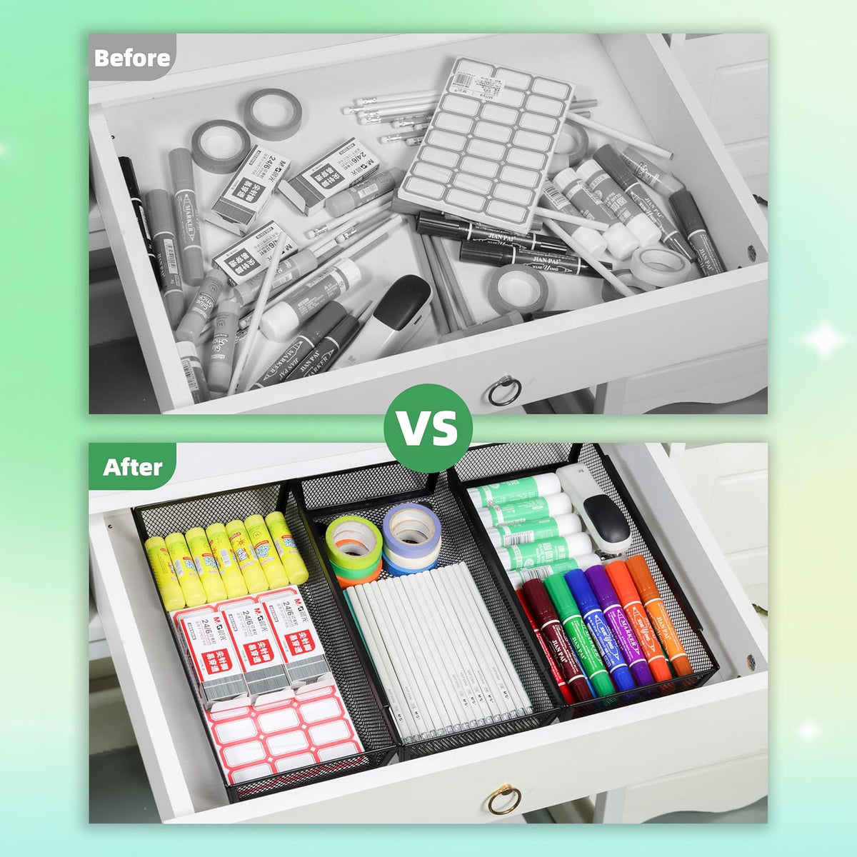 3 Pack Large Clear Plastic Drawer Organizer Tray Cutlery Utensil Makeups Drawer Organizers 12" X 6"