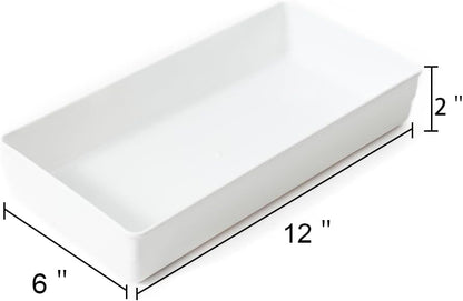 3 Pack Large Clear Plastic Drawer Organizer Tray Cutlery Utensil Makeups Drawer Organizers 12" X 6"