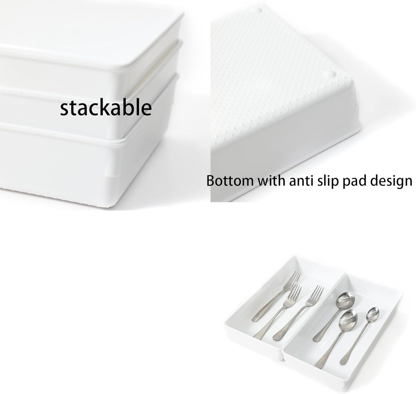 3 Pack Large Clear Plastic Drawer Organizer Tray Cutlery Utensil Makeups Drawer Organizers 12" X 6"