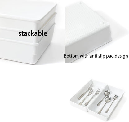 3 Pack Large Clear Plastic Drawer Organizer Tray Cutlery Utensil Makeups Drawer Organizers 12" X 6"