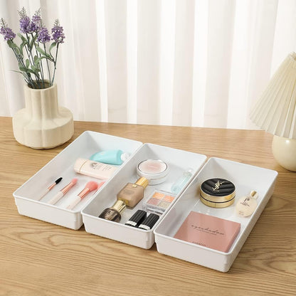 3 Pack Large Clear Plastic Drawer Organizer Tray Cutlery Utensil Makeups Drawer Organizers 12" X 6"