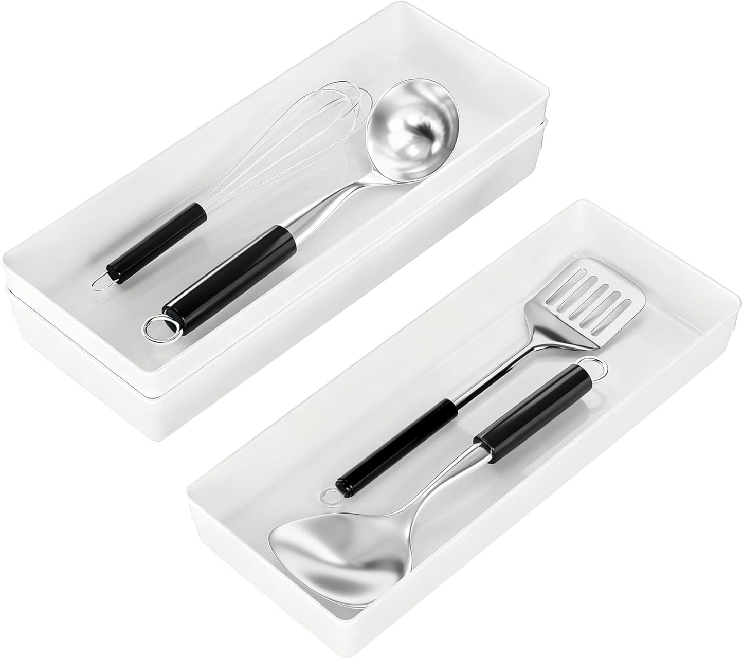 3 Pack Large Clear Plastic Drawer Organizer Tray Cutlery Utensil Makeups Drawer Organizers 12" X 6"