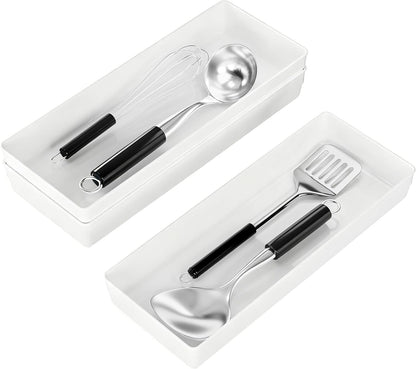 3 Pack Large Clear Plastic Drawer Organizer Tray Cutlery Utensil Makeups Drawer Organizers 12" X 6"