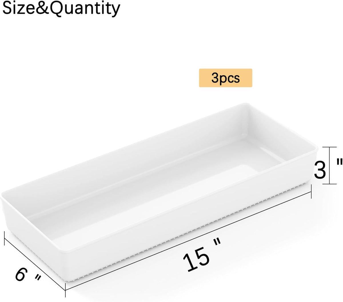 3 Pack Large Clear Plastic Drawer Organizer Tray Cutlery Utensil Makeups Drawer Organizers 12" X 6"