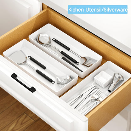 3 Pack Large Clear Plastic Drawer Organizer Tray Cutlery Utensil Makeups Drawer Organizers 12" X 6"