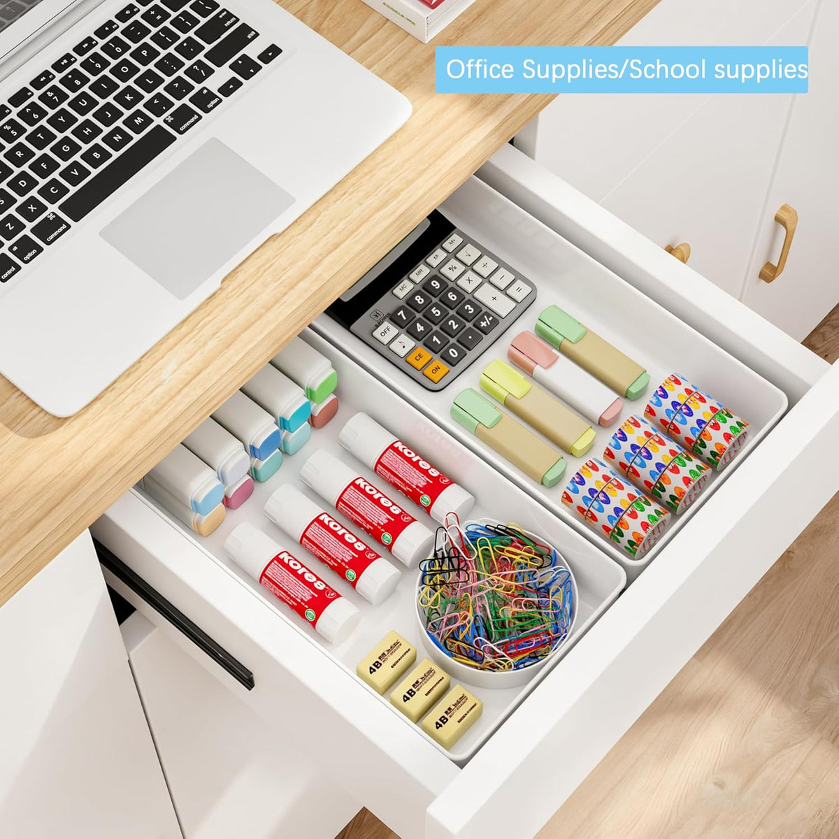 3 Pack Large Clear Plastic Drawer Organizer Tray Cutlery Utensil Makeups Drawer Organizers 12" X 6"