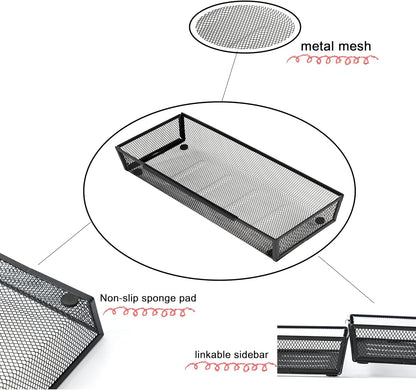 3 Pack Large Clear Plastic Drawer Organizer Tray Cutlery Utensil Makeups Drawer Organizers 12" X 6"