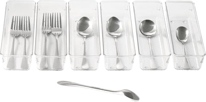 3 Pack Large Clear Plastic Drawer Organizer Tray Cutlery Utensil Makeups Drawer Organizers 12" X 6"